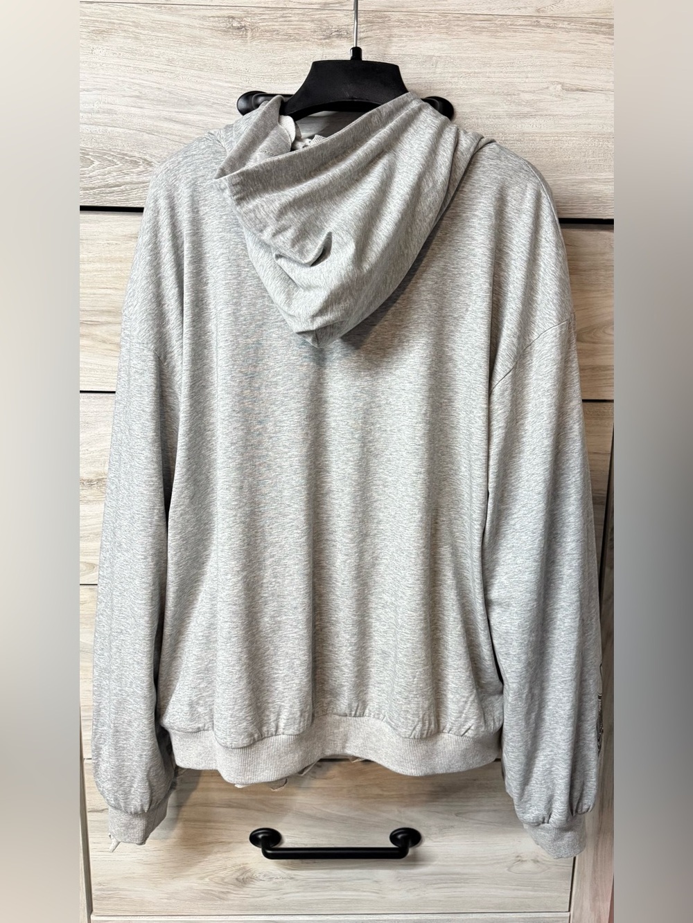 AKIRA Light Gray 2 in 1 Reversible Distressed Cutout Zip Hoodie - Picture 4 of 5